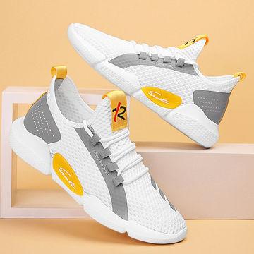 China Shoes Mesh Breathable Fashion Men Sneakers Fashion Trend Quality Yellow Mens Sports Excellent for sale