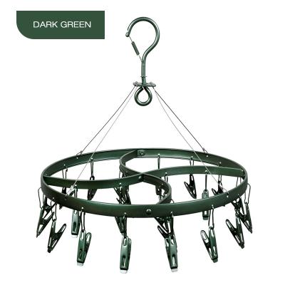 China Durable Hot Sale Aluminum Metal Round Sock Drying Hanger Rack With Steel Clips for sale