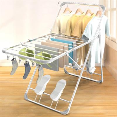 China Aluminum Collapsible Foldable Rack Laundry Garment Hangers Racks for sale