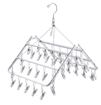 China Foldable 42Pegs Aluminum Laundry Sock Baby Clothes Hanging Airer/Rustproof/Durable Drying Rack Dryer for sale