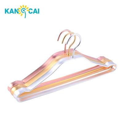 China Beautiful Durable 2.2cm Silver Aluminum Coat Hanger Metal Suit Hangers for sale