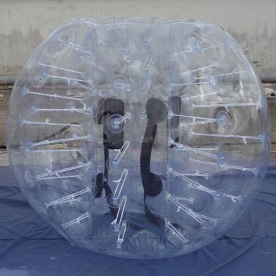 China Soft Handles& Comfortable Seat Belts / Cock Clear PVC Inflatable Bubble Bumper Ball 1.5m Diameter For Soccer Game D5096 for sale