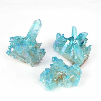 China Europe Wholesale High Quality Blue Plated Crystal Cluster Healing Mineral Specimens Home Decoration and Gifts for sale