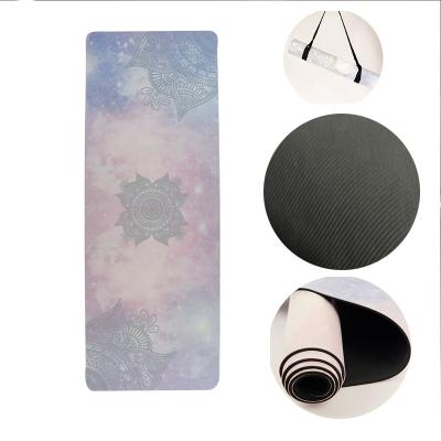 China Fitness & Yoga exercises good quality not to slip to customize your own digital design printing PU yoga mat with carrying strap for sale