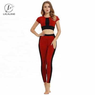 China Customized Design High Waist Yoga Wear Clothing Sets Gym Suit Antibacterial Female Yoga Short Sleeve Top for sale