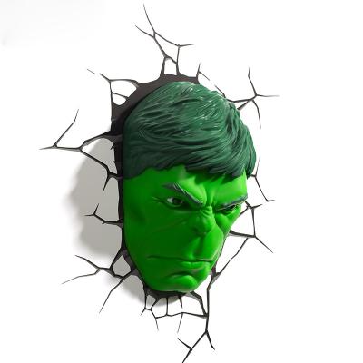 China Modern Creative Marvel Avengers Carcass Hulk LED Bedside Bedroom Living Room 3D Wall Lamp For Boys Kids Christmas Gift for sale