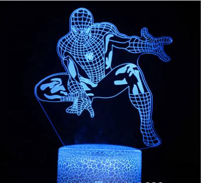 China Modern Spiderman 3D Night Light 7 Color Touch USB Gifts LED Table Lamp Plug-in Creative Desk Lamp for sale