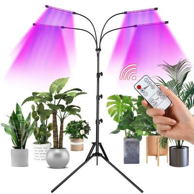 China Seed Starting Hot Selling 4 Head Portable Full Spectrum Wholesale Dimming Indoor Floor LED Plant Lamp Grow Light With Tripod Stand for sale