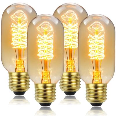 China Shop Restaurant Bar 4PCS/PACK T45 Top and Bottom Tawny Color 220V 110V 40W Antique Gold Spiral Light Bulbs for sale