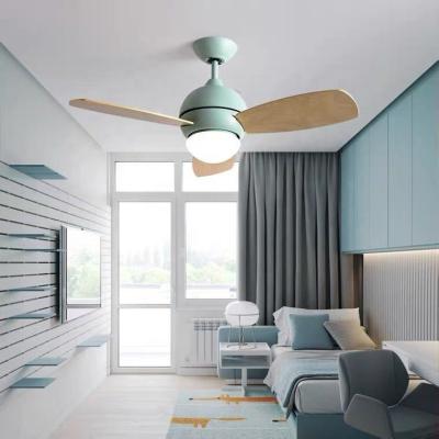 China Fashion Macaron Kids Room Dining Room Bedroom Modern Nordic Iron Art Led Ceiling Fan Light for sale