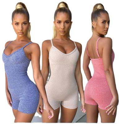 China Factory Gym Seamless Jumpsuit Breathable High Elastic Sports Wear Tracksuit Set Sexy Tight Sling Yoga Fitness One Piece Jumpsuit for sale