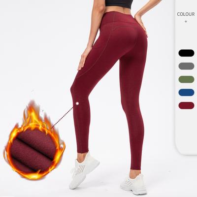 China Autumn And Winter Keep Warm High Waist Breathable Gym Workout Tight Compress Pants Women Fitness Seamless Yoga Leggings With Pocket for sale