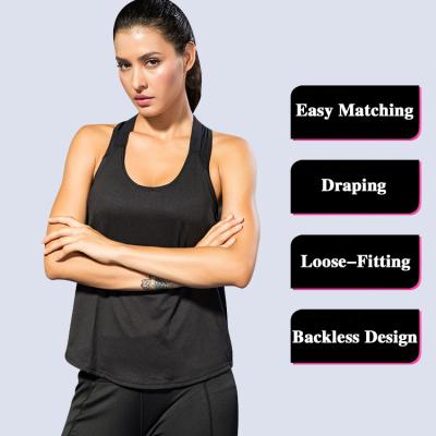 China Custom Lady's White Breathable Sleeveless Sports Wear Quick Drying Tank Top Women's Yoga Fitness T-Shape Breathable Vest for sale