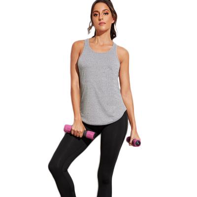 China Wholesale Breathable Gym Clothes Custom Logo Lady T-shirt Sports Sleeveless Elastic Tank Tops Women's Breathable Yoga Vest Fitness for sale