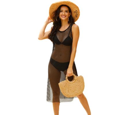 China MSBJ646 Women's Seductive Split Beach Dress Breathable With Hollow Out Mesh Sundress for sale