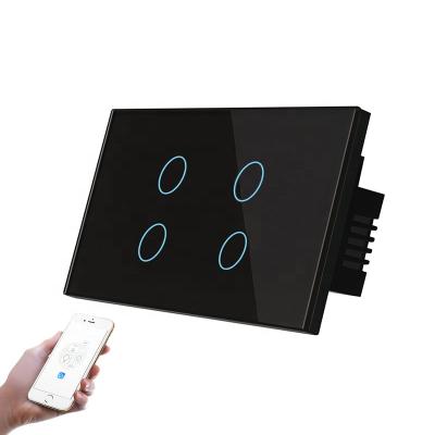 China Wifi Control Switch US Type Smart Home WiFi Controlled Lamp Switch 220V 4 Strip WiFi Touch Switch for sale