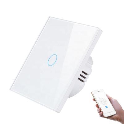 China WiFi + RF Touch + EU/UK Standard Touch Control Switch Outdoor WiFi Panel 1 Smart WiFi Glass Strip + RF 433Mhz WiFi Touch Smart Switch for sale