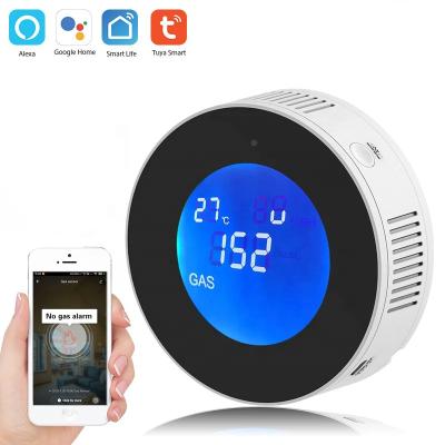 China Tuya WiFi Smart Natural Gas Leak Detector Alarm Monitor Digital LCD Temperature Display Gas Sensor For Home Kitchen RY-GD01F for sale