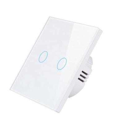 China Touch Lighting Control Panel 2 Strip Glass Wall Lamp Switch European / UK Standard Touch With CE Approval for sale