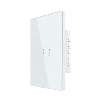 China Crystal Tempered Glass Panel AU/US Standard 1 Strip Touch Light Wall Switch 110-240V for sale