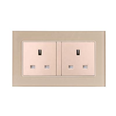 China Residential / General Purpose Luxury UK Standard Dual Tempered Glass Panel Wall Sockets for sale