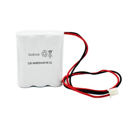 China Emergency Lighting Side By Side Type Ni-Cd Battery AA900mAh 3.6V en venta