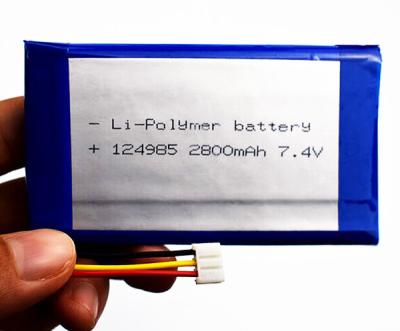 中国 124985の2800mAh 7.4ボルト李イオン電池のリチウム ポリマー ライト級選手 販売のため