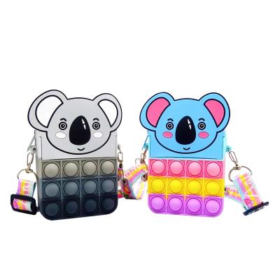 China 2022 Fashion Design Stylish Push Bubble Pop Wiggle Mini Koala Rubber Coin Purse Unisex Novelty Animals Silicone Zipper Pouch Purse for sale