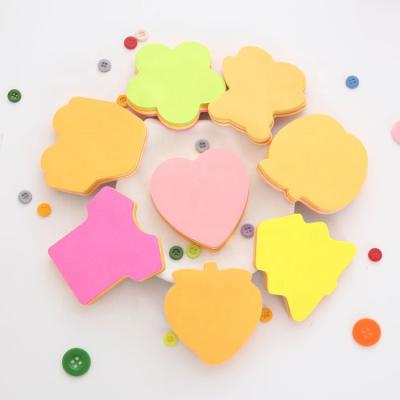 China Fluorescent paper sticky notes die cut custom neon rainbow leaf arrow heart shape kawaii novelty self adhesive for sale