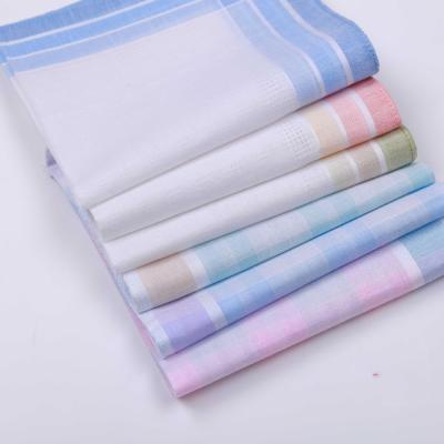 China Wholesale Good Cheap 40*40cm Cotton 40*40cm Good Color Woven Stripe Edge Satin Handkerchief Small Stripe Grid Mens Handkerchief 100% for sale