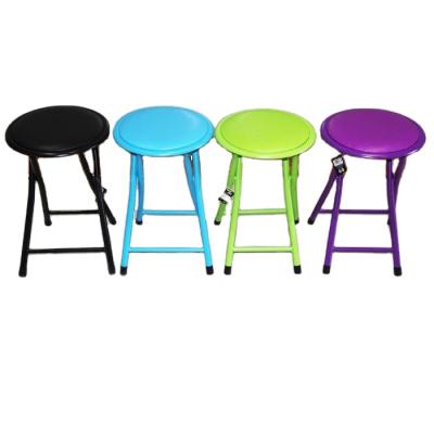 China PVC Collapsible Folding Chair Running Colored Steel Step Round Folding Stool for sale