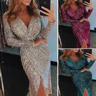 China 2021 hot sale new arrival Anti-wrinkle Champagne Color Party Dress Evening sexy for women wholesale for sale