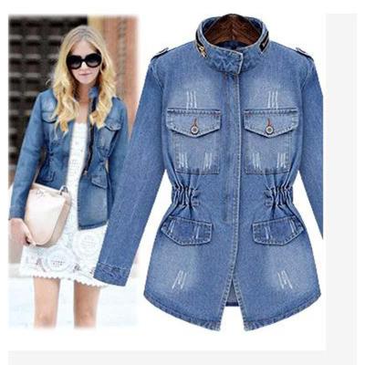 China Wholesale Fashion Blue Oversized Casual Women QUICK DRY Plus Size Jean Denim Jackets for sale