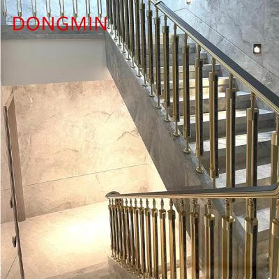 China Modern Aluminum alloy stair handrail solid wood stair guardrail simple modern aluminum art railing column light luxury villa stairs for sale