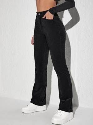 China Black corduroy stretch bell bottoms for sale