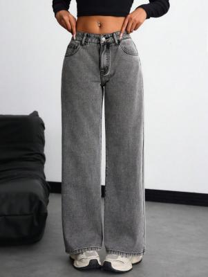 China Medium grey comfortable breathable denim pants for women for sale