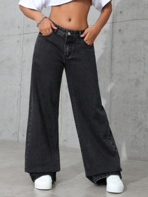 Chine Pantalon en jean confortable et respirant, gris noir, pour femme à vendre