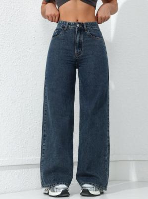 China Vintage donkerblauwe casual breedpotige jeans Te koop