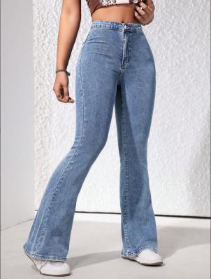 China Nostalgia medium blue stretch flared jeans for sale