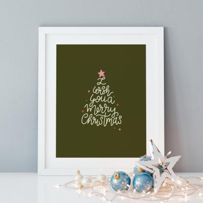 China Modern Wish You A Merry Christmas Prints Wall Art Canvas Gift For Christmas Eve Home Decor Christmas Decoration Items for sale