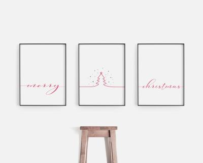 China Modern Merry Christmas Sign Prints Wall Art Canvas Gift Poster for Christmas Eve Home Decor Christmas Items Decoration for sale