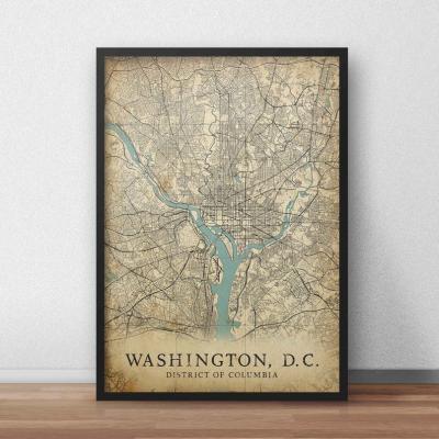 China Modern Vintage Style Washington DC USA Map Print Canvas Painting For Home Decor Restaurant Living Room for sale