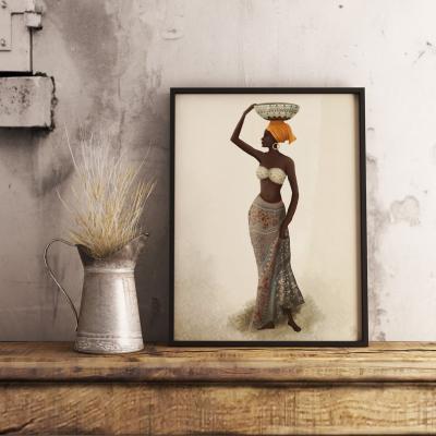 China Abstract African Woman Painting Wall Art For Living Room Decoration Color Woman Poster for sale