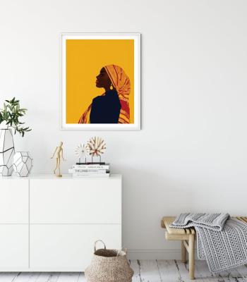 China Abstract USD 3.99 per square meter African woman painting modern wall art for living room decoration color woman poster for sale