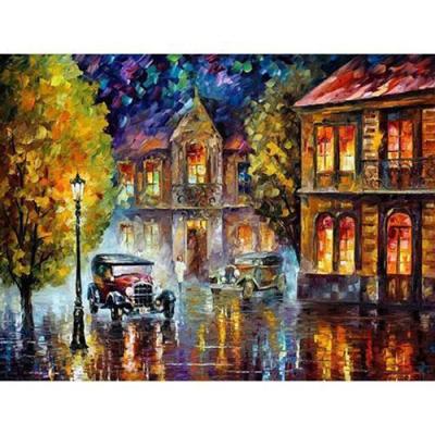 China DIY Beautiful Oil Painting Impressionist City View Painting By Number For Adult And Children for sale