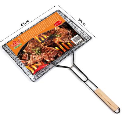 China Easily Cleaned BBQ Tools Portable Grill Basket With Removable Handle for sale