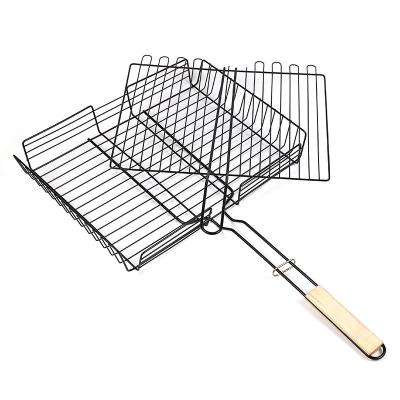 China Easily Cleaned Barbecue Accessories Wire Mesh Large Rectangular Portable Barbecue Grill Basket for sale