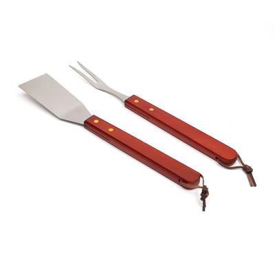 China Easily Assembled Hot Selling bbq Tools Set Stainless Steel Blade Cookie Spatula Wood Handle Knife and Shovel BBQ Tools for sale