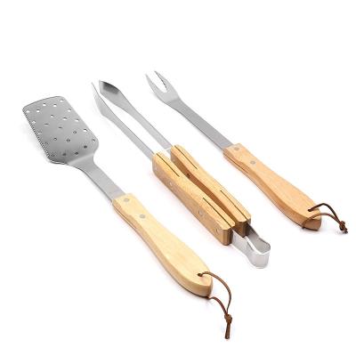 China Easily Assembled High Quality Factory Custom Wood Box BBQ Tools Set Kitchen Tools Set Gift Stainless Steel Barbecue Tools Set for sale