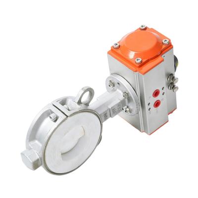 China Fully Lined PTFE Soft Seal Ductile Iron Pneumatic Clamp Butterfly Valve for Industrial for sale